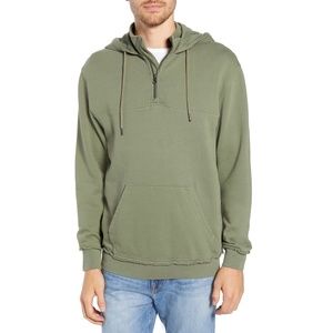 ✨NWT✨ FRAME Mens Half Zip Hoodie in Deep Army Green Sz XL
